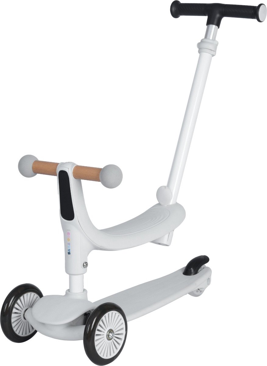 Eco Toys Flynn Wit/Zwart 3-in-1 Kinderstep met Duwstang (8721003407468)