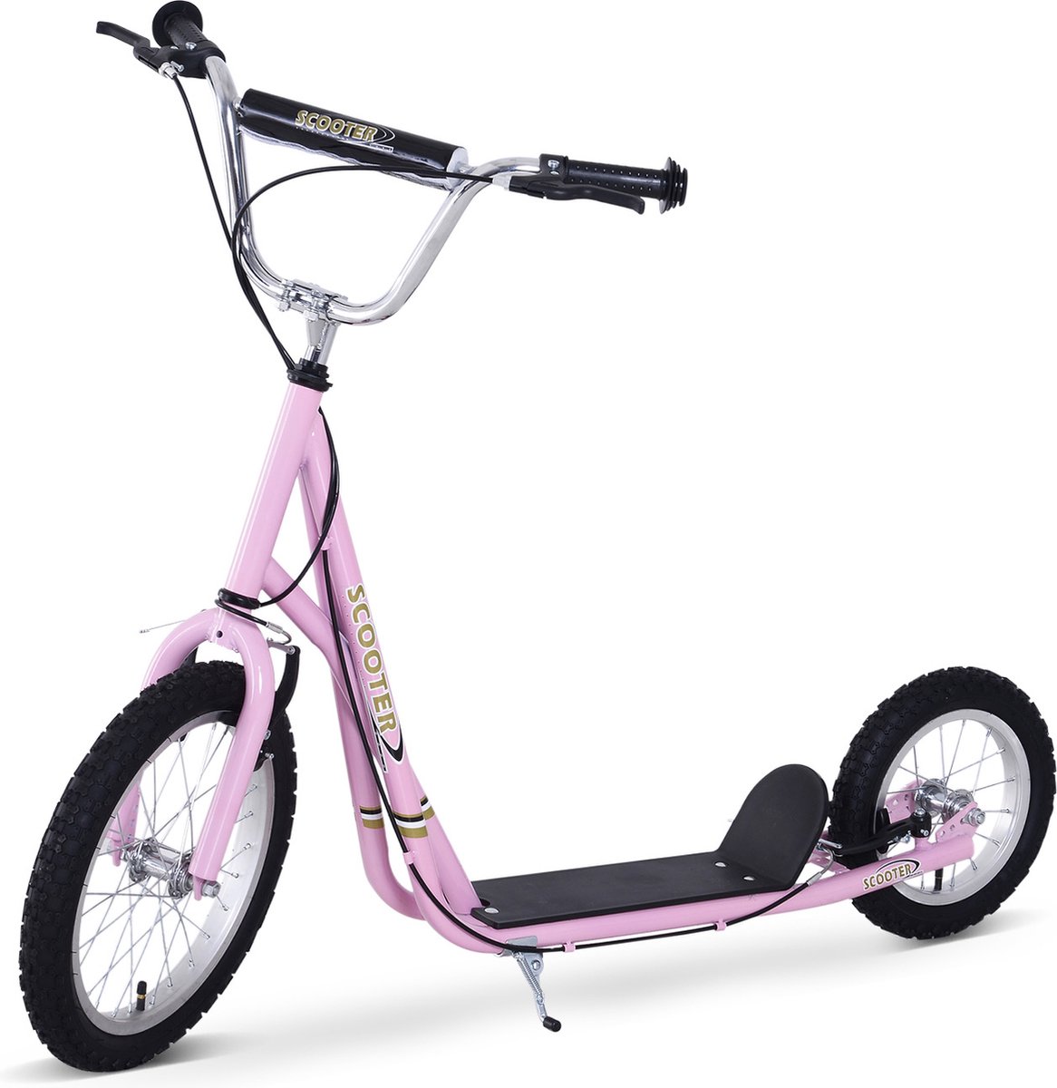 HOMCOM kinderstep - met remmen - antislip loopvlak - roze (4251774914758)