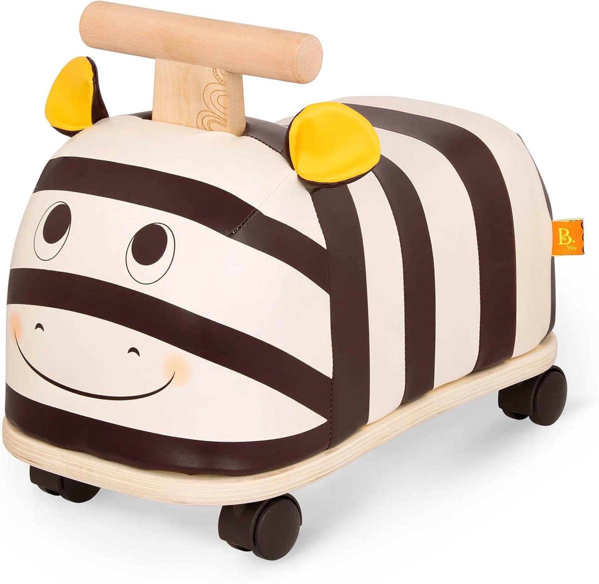 Houten Zebra Loopfiets - Dieren Loopfiets - Eerste Stapjes Leren - 360 Graden Wielen - 23x45x32 cm - Zwart Wit (9101169281239)