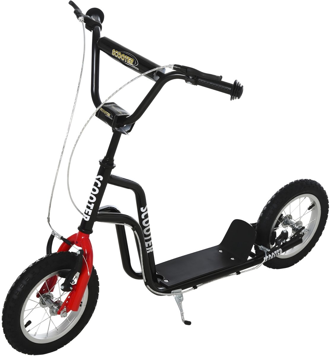 Kinderstep met Verstelbaar Stuur - Step met 12 Inch Wielen - Zwart (8721475064046)