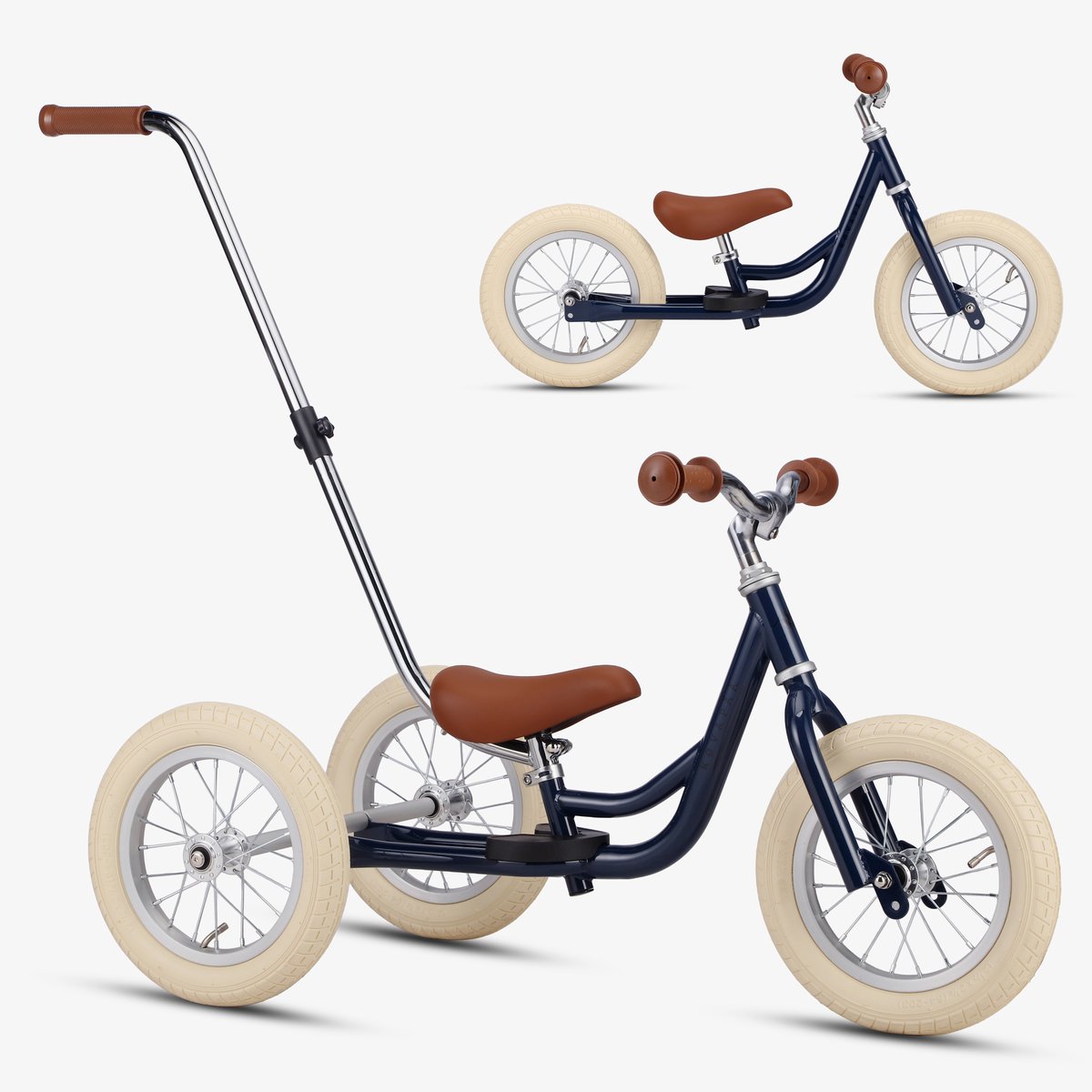 Køvapää Trike - 2 in 1 Loopfiets - 1.5 t/m 4 jaar - Met Naamsticker - 12 inch - Loopfiets - Blauw (8721161535614)
