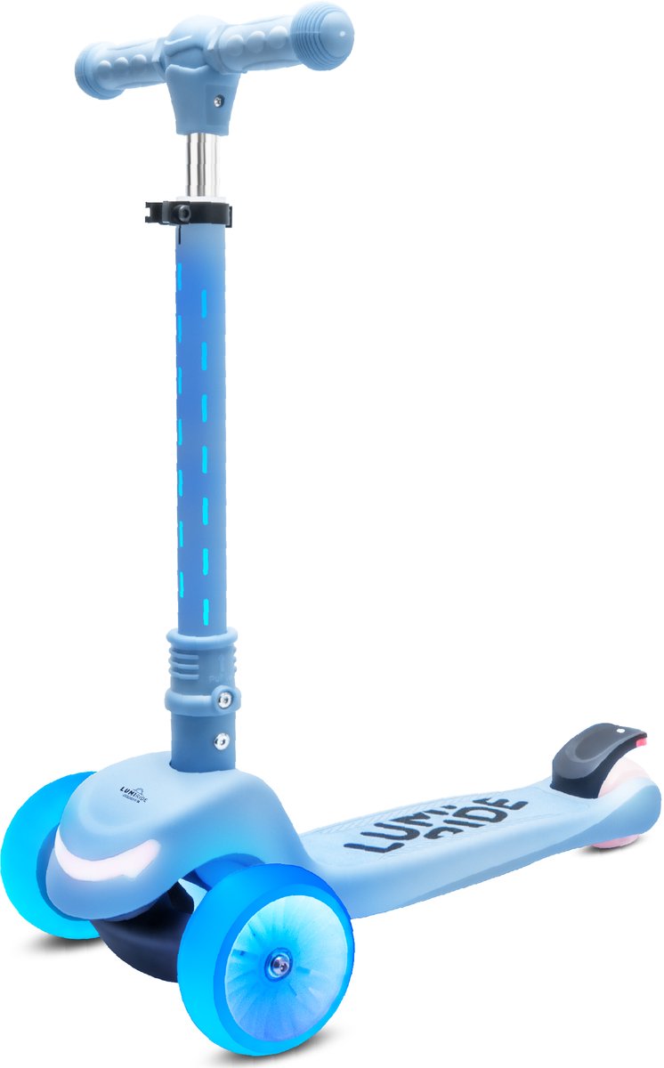 LUMI RIDE Kinderstep 3 wielen, Scooter voor kinderen driewieler, Blau, Balance LED, Inklapbaar, Verstelbaar Stuur, Voetrem, Antislip Dek, Afneembaar Stuur (5905525354698)