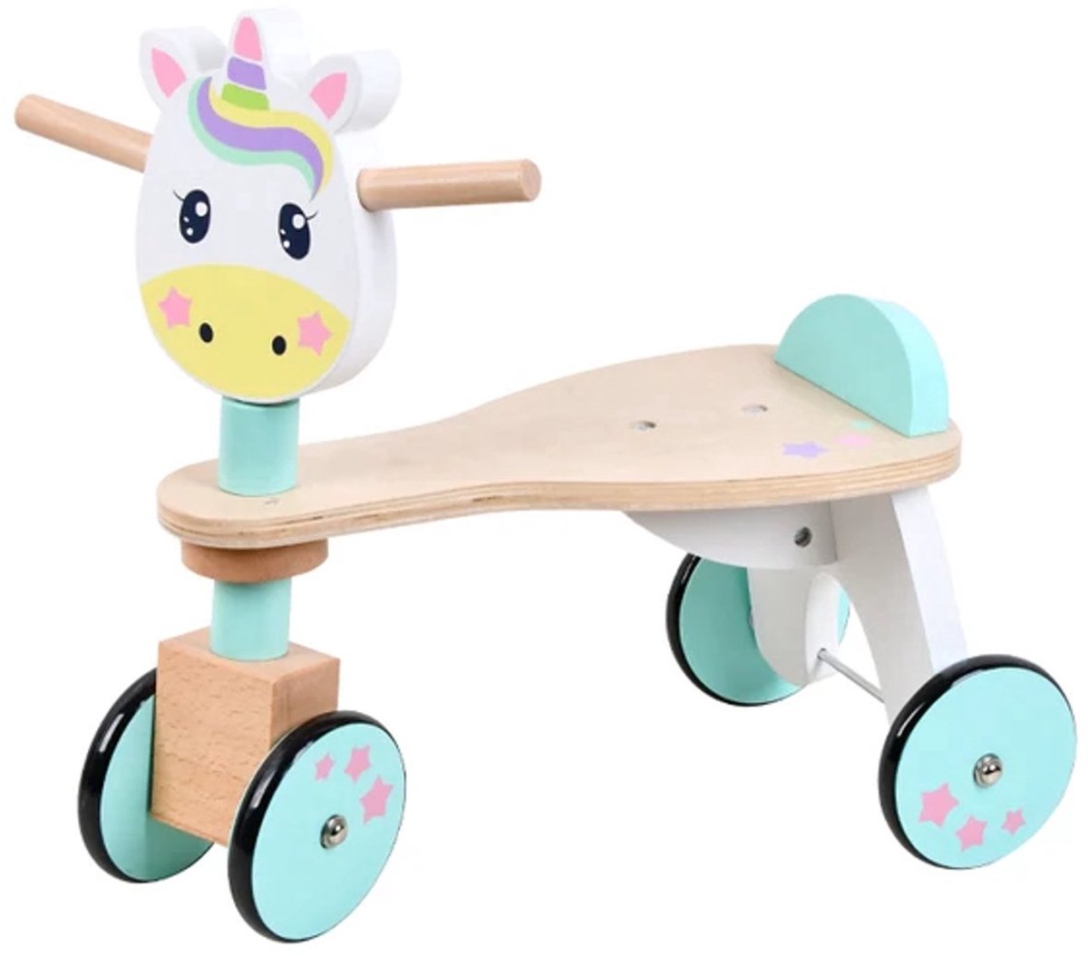 LoXa Houten Loopfiets Unicorn - 4 Wielen - Vanaf 1,5 Jaar - Peuter Loopfiets - Lichtgewicht & Stabiel (8721161845874)