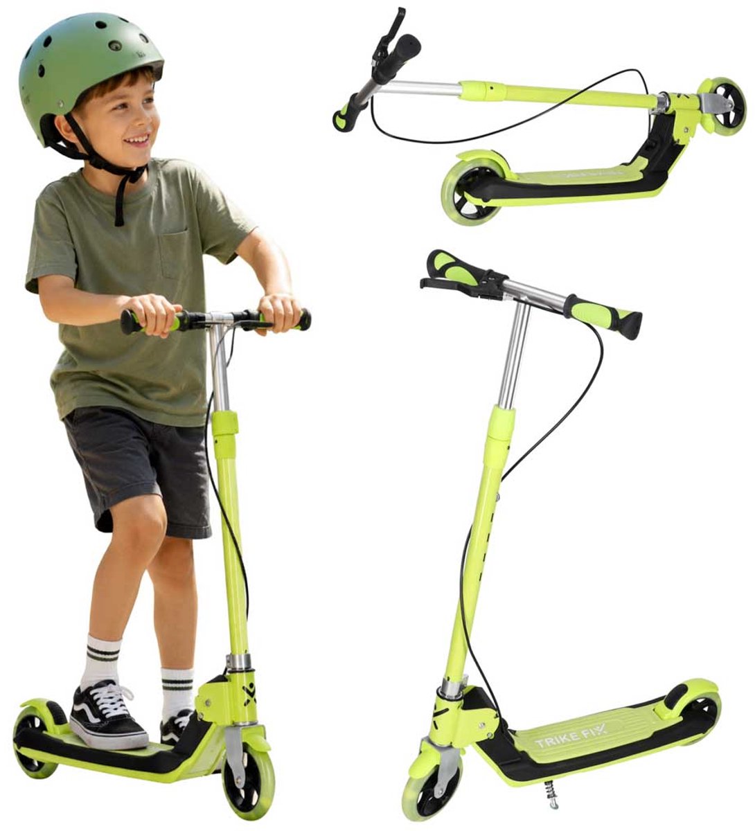 Playos® - Opvouwbare Kinderstep - Groen - met LED Wielen - tot 100 kg - met Standaard - Verstelbare Hoogte - met Handrem en Voetrem - Skaten - Step - Buitenspeelgoed (8721447982866)