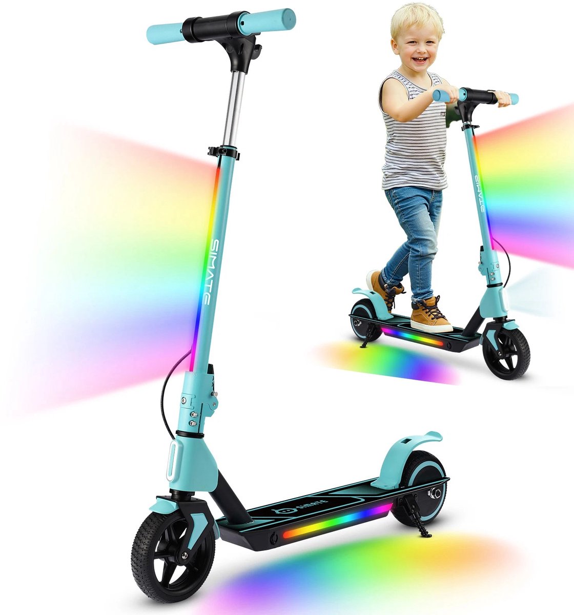 SIMATE Elektrische Kinderstep - 130W Motor - 14 km/u - Opvouwbaar - Verstelbare Hoogte - Voor Kinderen 6-12 Jaar - 8 km Bereik - 6.5