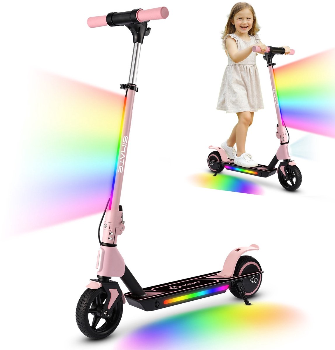 SIMATE Elektrische Kinderstep - 130W Motor - 14 km/u - Opvouwbaar - Verstelbare Hoogte - Voor Kinderen 6-12 Jaar - 8 km Bereik - 6.5" Wielen (8581700204308)