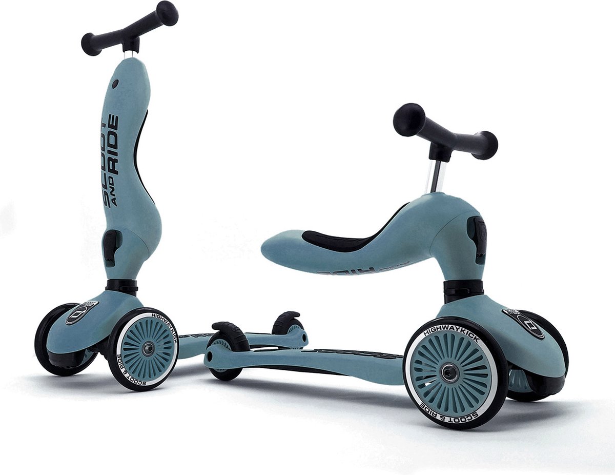 Scoot & Ride Highwaykick 1 - 2-in-1 Kinderstep - Loopfiets en Step in Één - Zonder Gereedschap Ombouwbaar - Veilig en Stabiel - Steel (4897033962711)