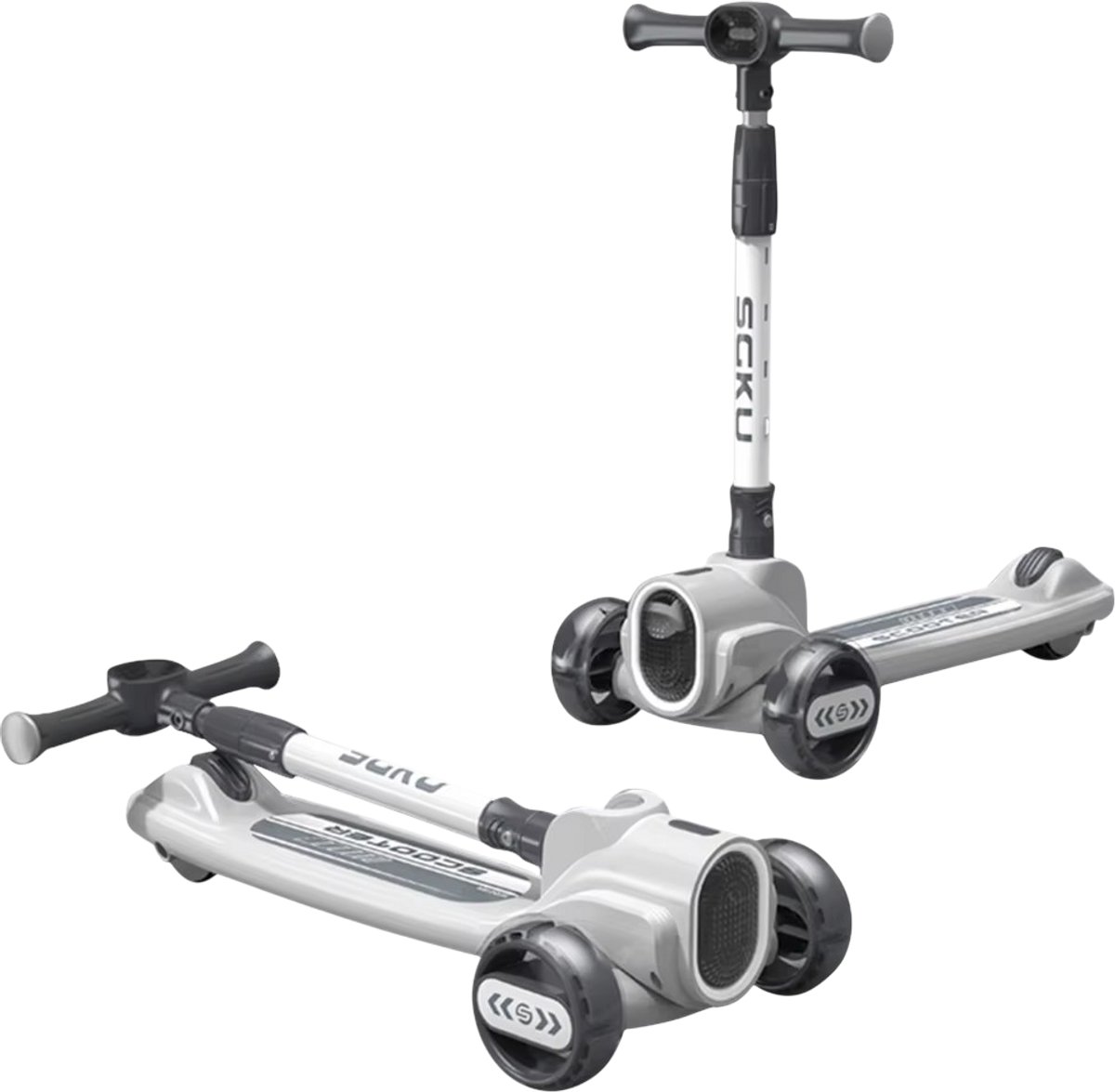 Scooter - Kinderstep Grijs - 3 Wielen - Met Muziek en LED Verlichting - Voor Kinderen 3-8 Jaar (6153753127167)