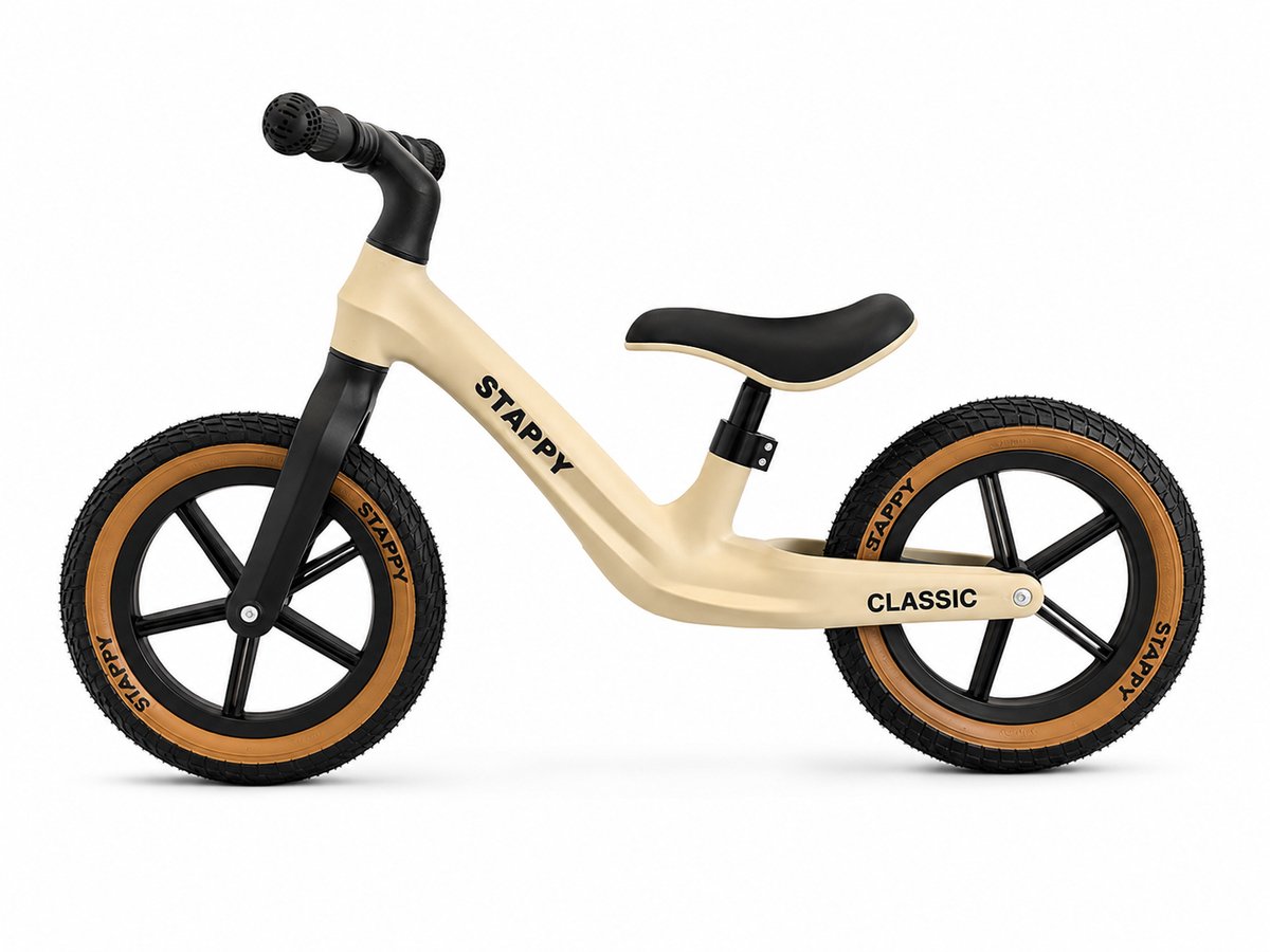 Stappy Classic loopfiets beige - 12 inch luchtbanden - vanaf 2 jaar - slechts 3kg - Verstelbare zadel (6153430033071)
