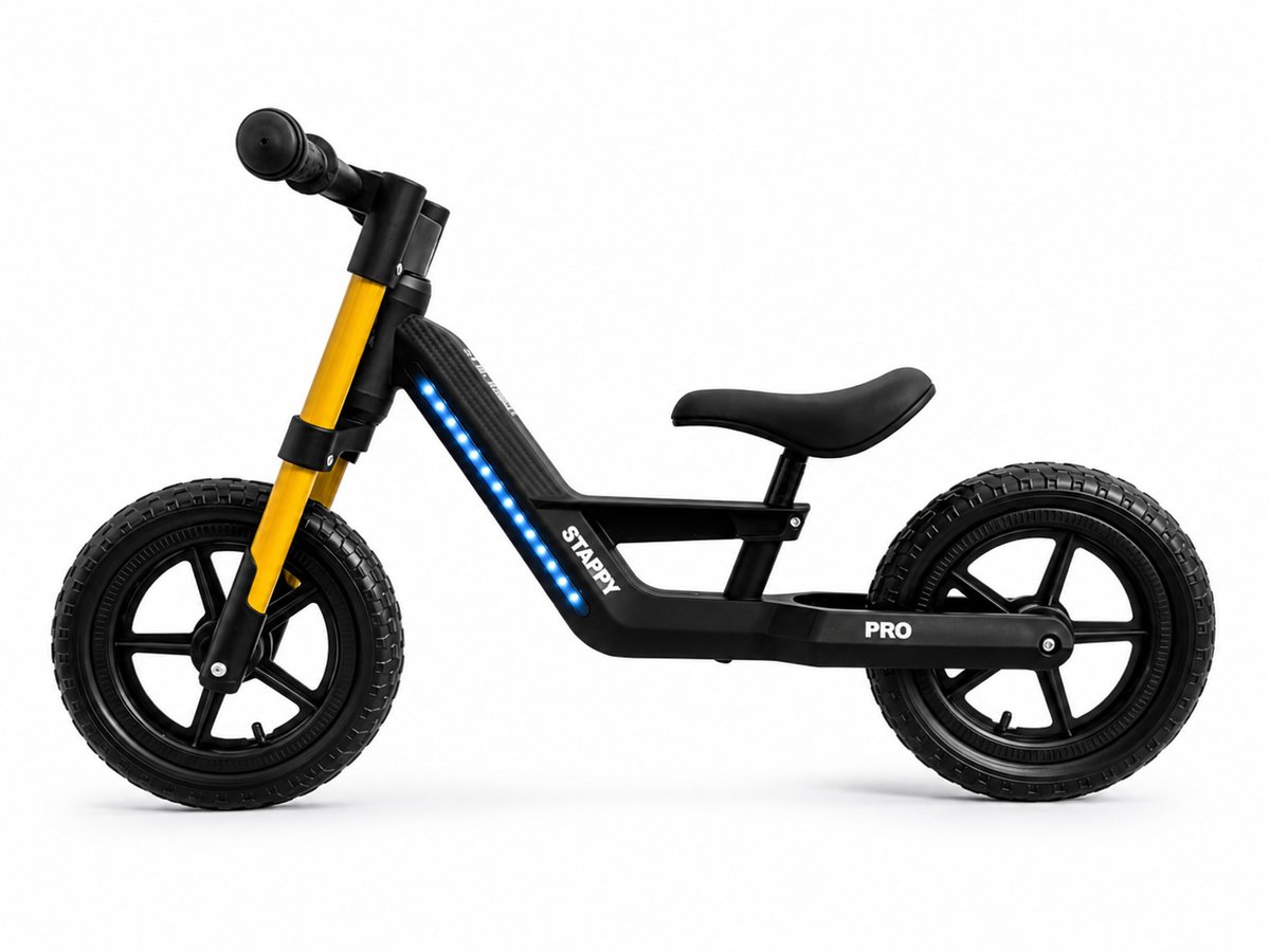 Stappy Pro Loopfiets - Led verlichting & Muziek - 3kg - vanaf 2 jaar - Zwart/Goud (6153418466495)