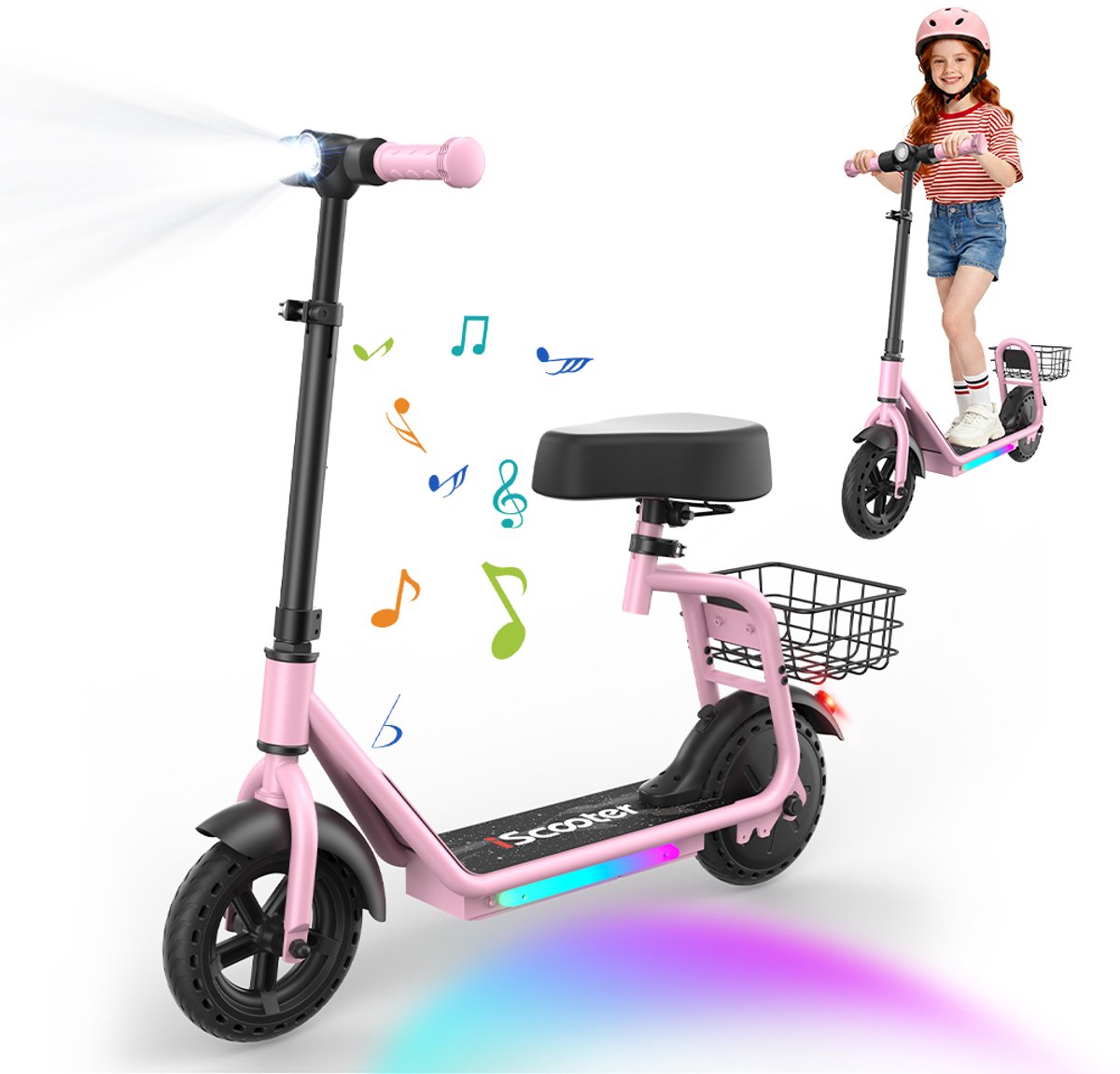 iScooter iK7 Elektrische Step Kinderen - 2-in-1 - 8 tot 14 jaar - App - Bluetooth muziek - RGB verlichting - 250W - 10/15/20 km/u - Bereik 15 km - 8,5