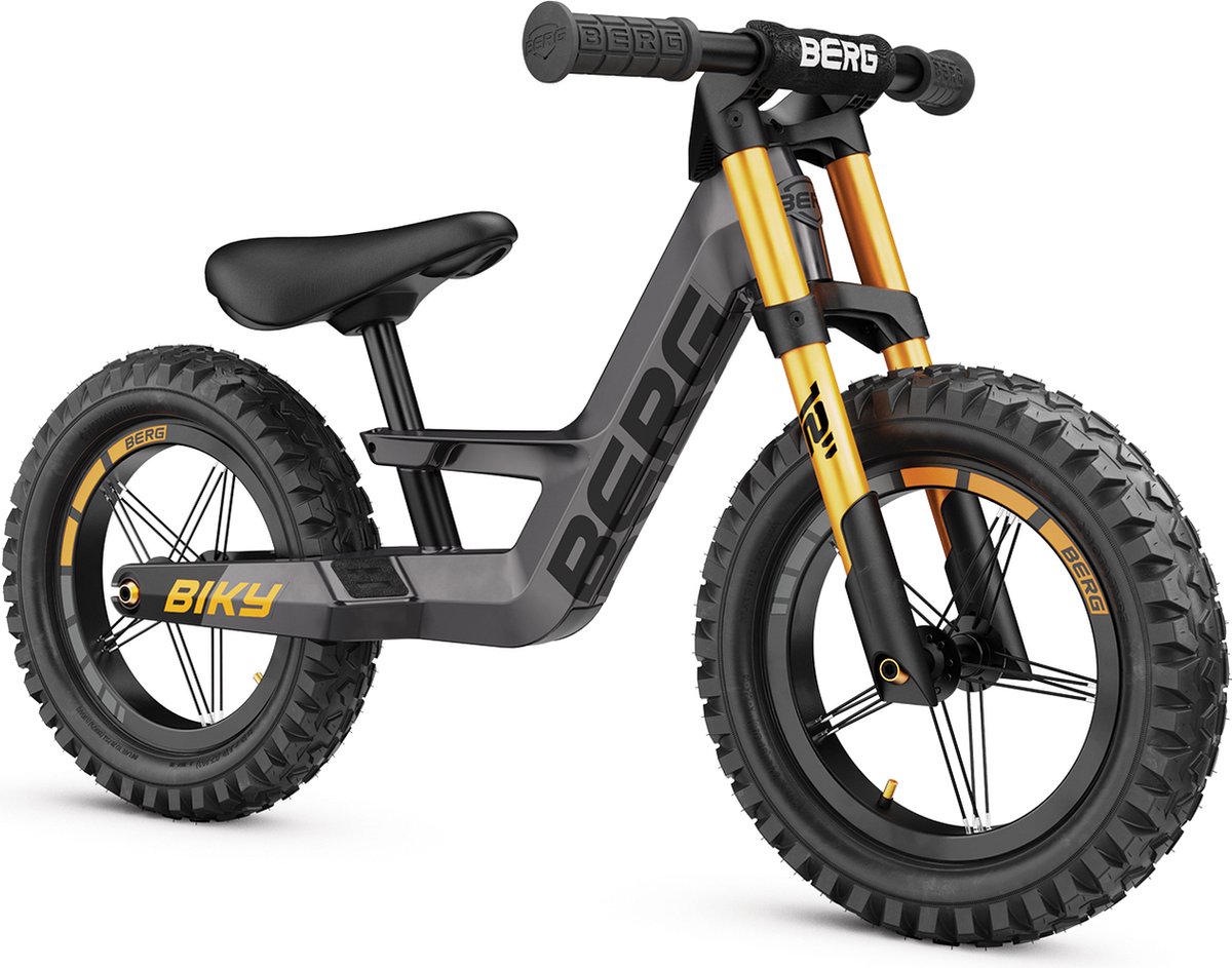 BERG Biky Cross Grey Loopfiets - 12 inch - Lichtgewicht frame van magnesium - Verstelbaar zadel - 2,5+ Jaar - Grijs (8715839077810)