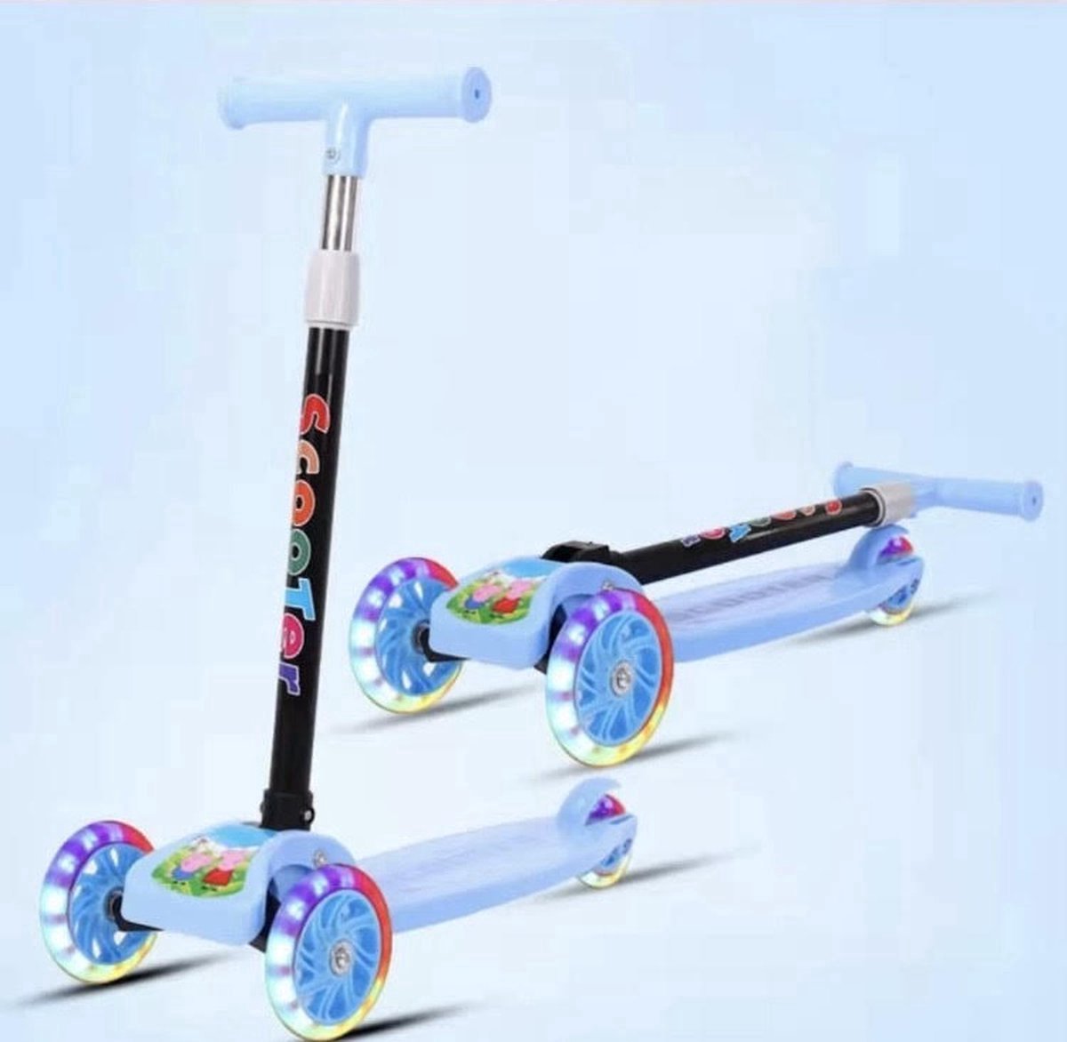 Borvat® - Opvouwbare Driewielige Kinderscooter met LED Wielen - Verstelbaar Stuur, Lichtgewicht & Veilig - Voor Kinderen 3-8 Jaar - Blauw (8721033132156)