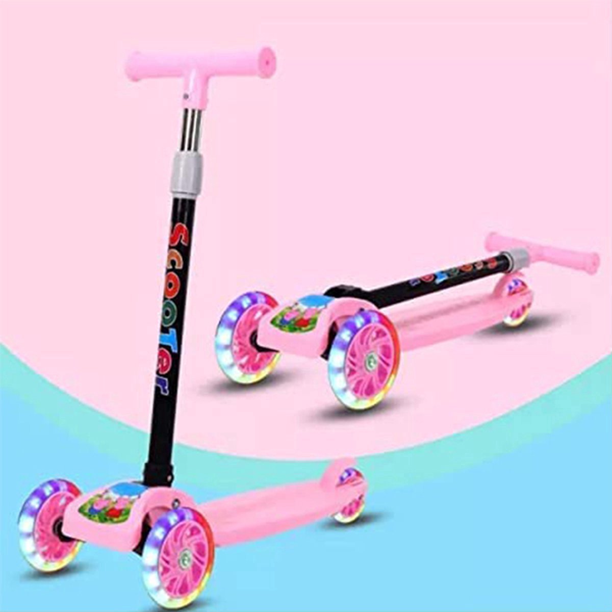 Borvat® - Opvouwbare Driewielige Kinderscooter met LED Wielen - Verstelbaar Stuur, Lichtgewicht & Veilig - Voor Kinderen 3-8 Jaar - Roze (8721033132163)
