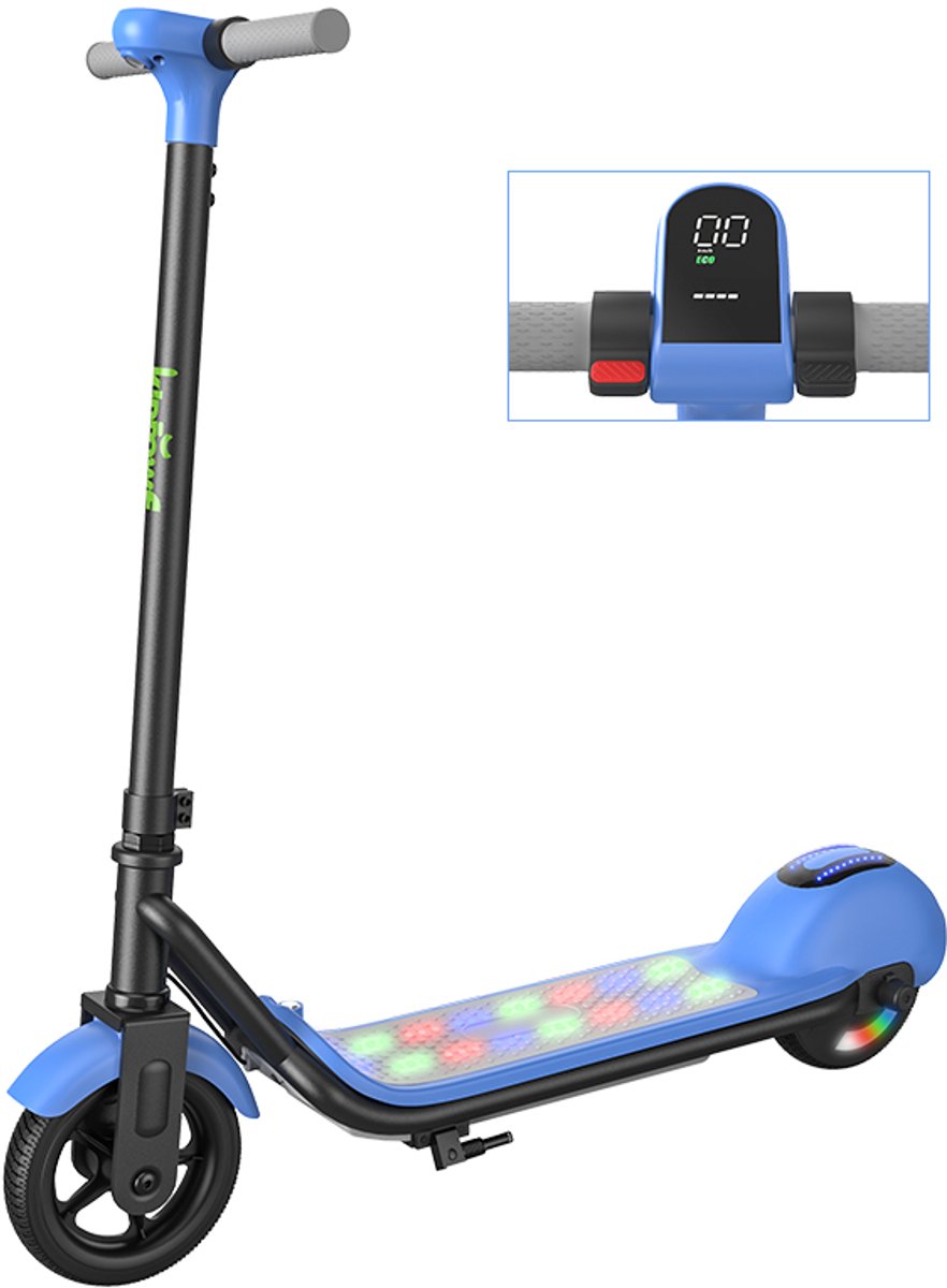 KIDDOWE K1 Elektrische Kinder Step - 6 tot 12 jaar - Max 14 km/u - 5-8 km Bereik - 130W - Incl LED wielen - Blauw (8581700212600)