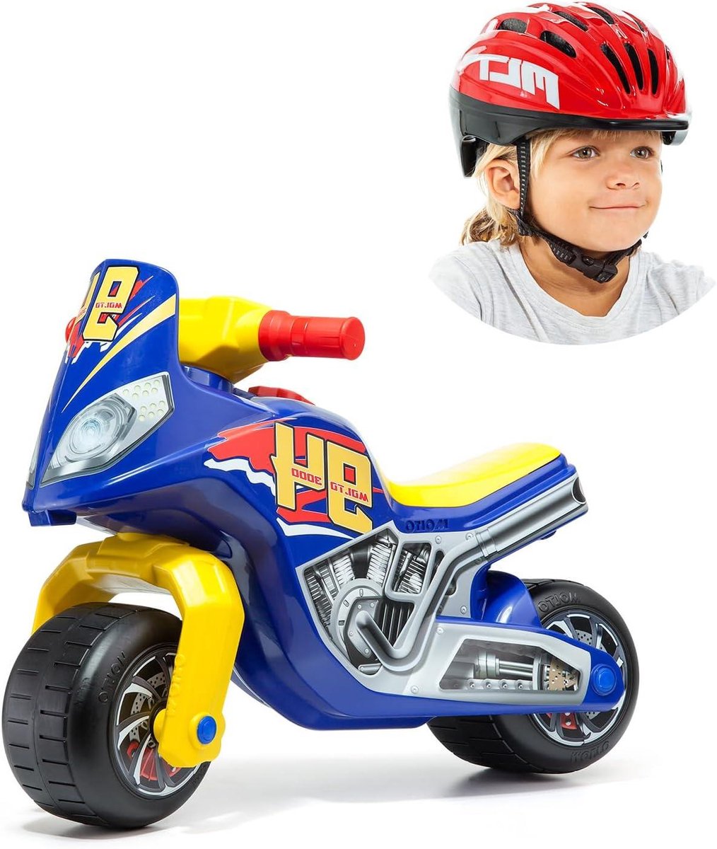 Loopfiets motor - Cross motor - Buiten spelen - Inclusief helm - 62 x 35 x 46 cm - Blauw (9101208065752)