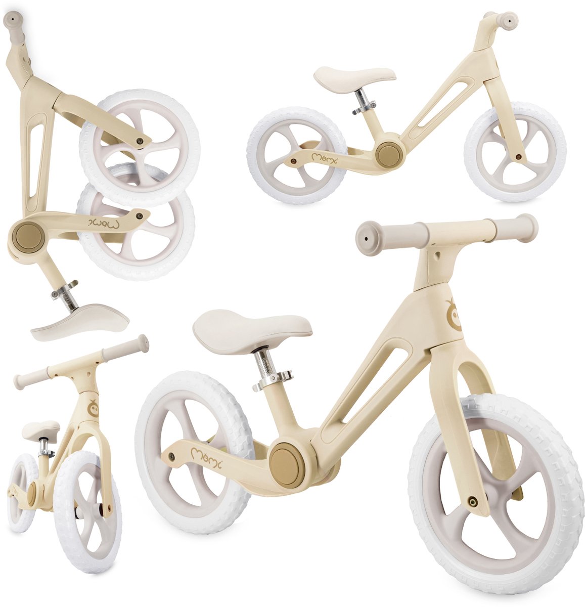 MoMi NORU - Loopfiets - Opvouwbaar - 12 inch - Verstelbaar Zadel - Geel (5906961936349)
