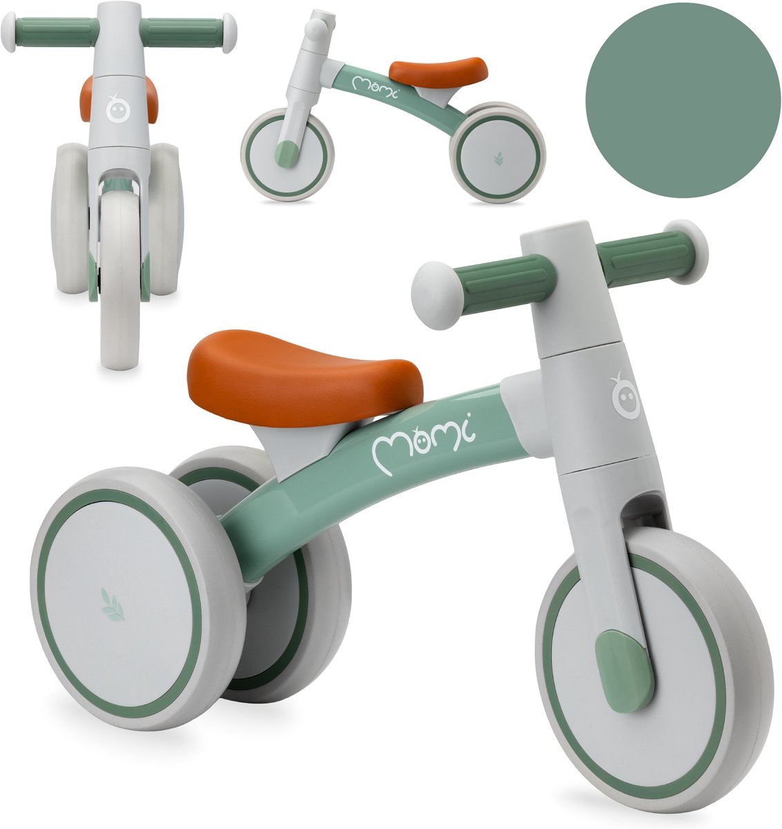 MoMi Tedi - Loopfiets - Balance Bike - Geschikt vanaf 1 jaar - Lichtgewicht Aluminium - Groen (5900495992109)
