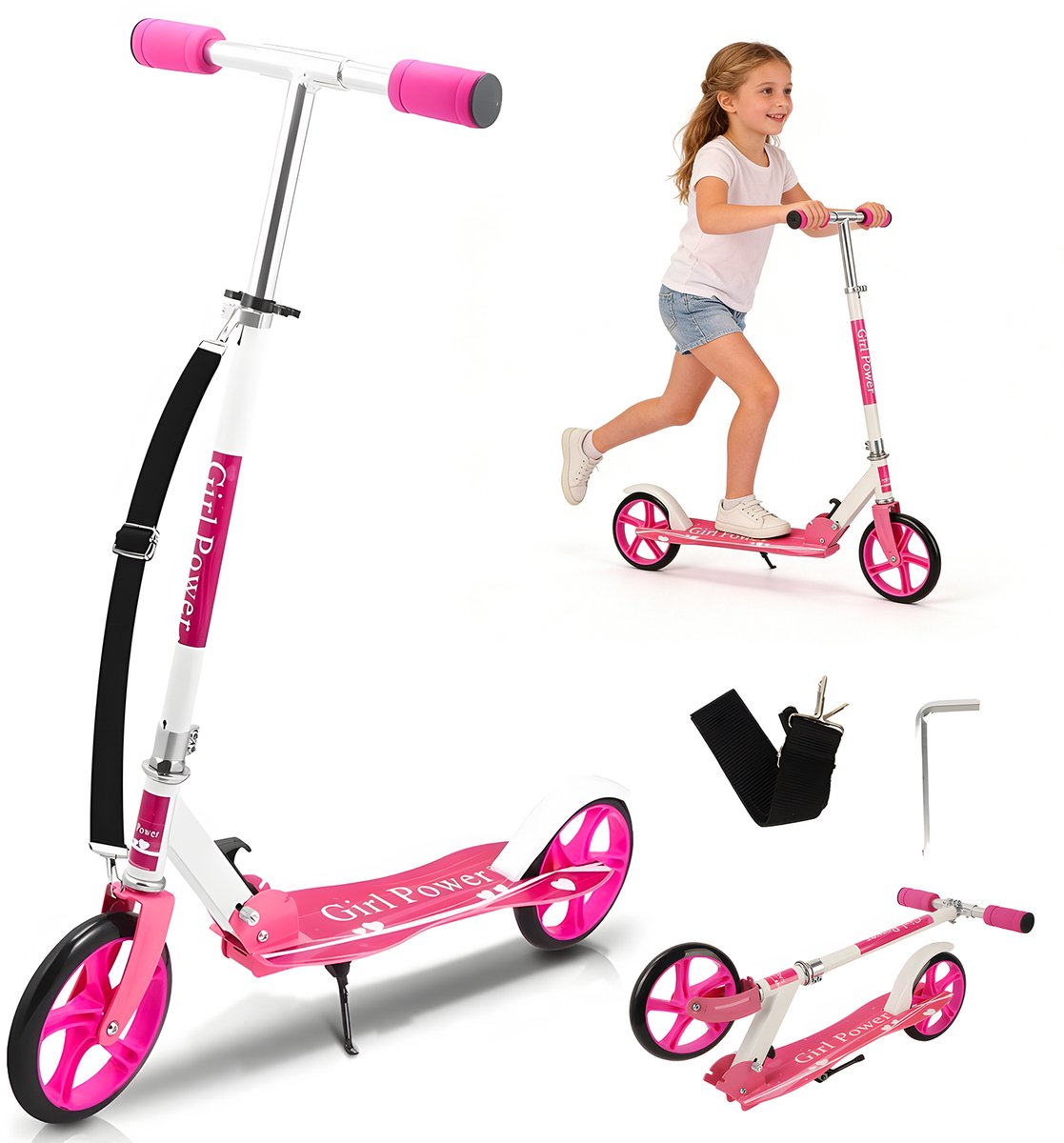 Opvouwbare Kinderstep tot 80 kg - ABEC-7 Lagers - Speelgoed Jongens/Meisjes - Anti-Slip Voetplank - Verstelbaar Stuur - Aluminium - voor Buiten Spelen en Park (0191491146473)