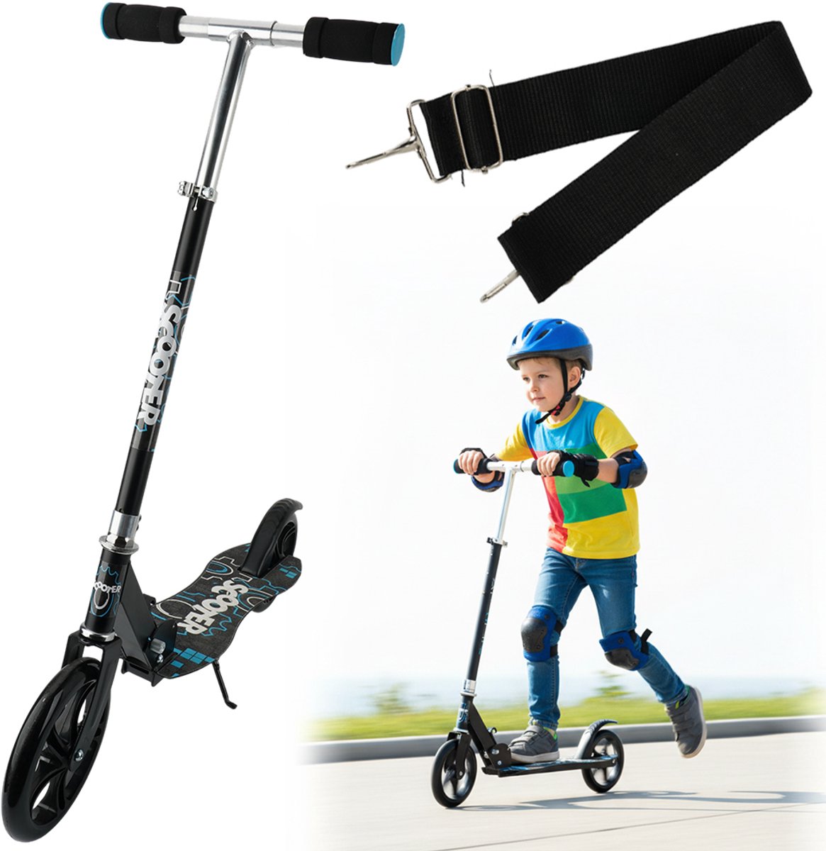 Opvouwbare Kinderstep tot 80 kg - Aluminium - Verstelbaar Stuur - ABEC7 Lagers - Achterrem & Modderklep - Anti-Slip Voetplank - Veilig en Meegroeiend voor Buiten (0191491146480)