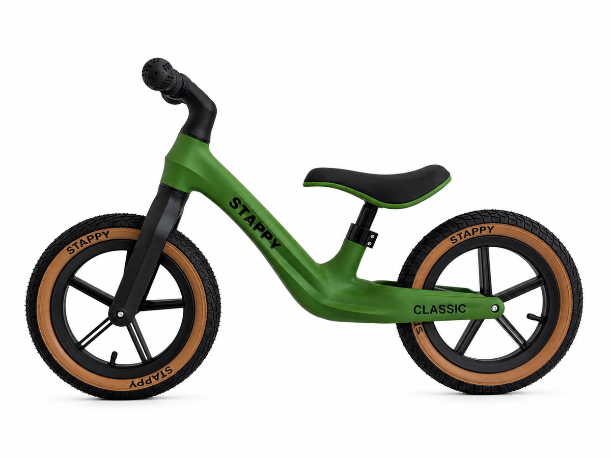 Stappy Classic Loopfiets Groen - 12 inch luchtbanden - vanaf 2 jaar - 3 kg - verstelbare zadel (6156320073072)