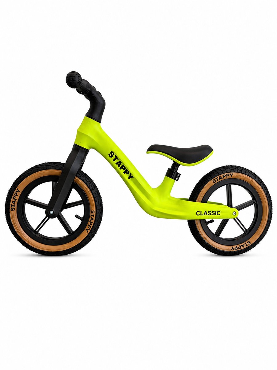 Stappy Classic Loopfiets Lime Groen - 12 inch luchtbanden - vanaf 2 jaar - lichtgewicht 3kg - verstelbare zadel (6156320873870)