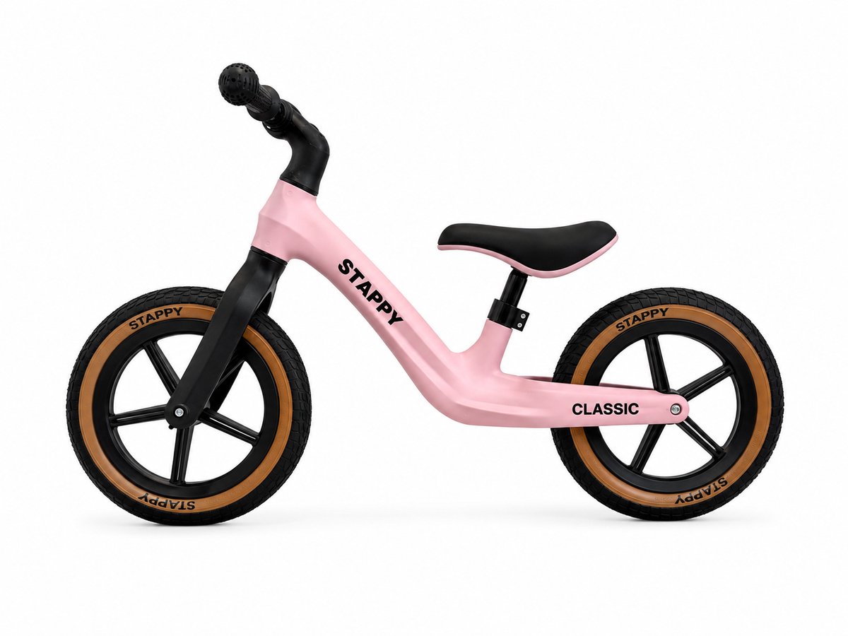 Stappy Classic Loopfiets Roze - 12 inch luchtbanden - vanaf 2 jaar - lichtgewicht 3 kg - verstelbare zadel (6156325051044)