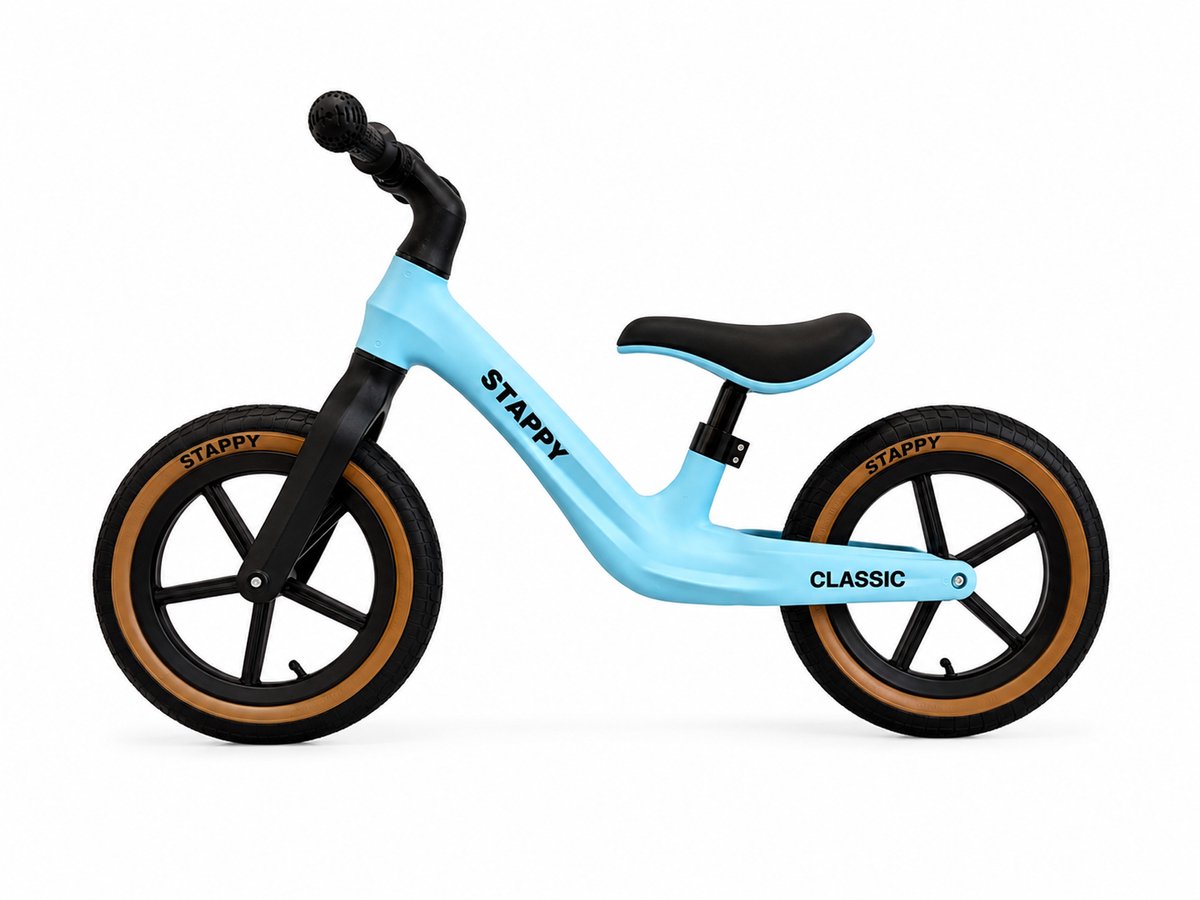 Stappy Classic loopfiets Blauw - 12 inch luchtbanden - vanaf 2 jaar - lichtgewicht 3kg - verstelbaar zadel (6156325592547)