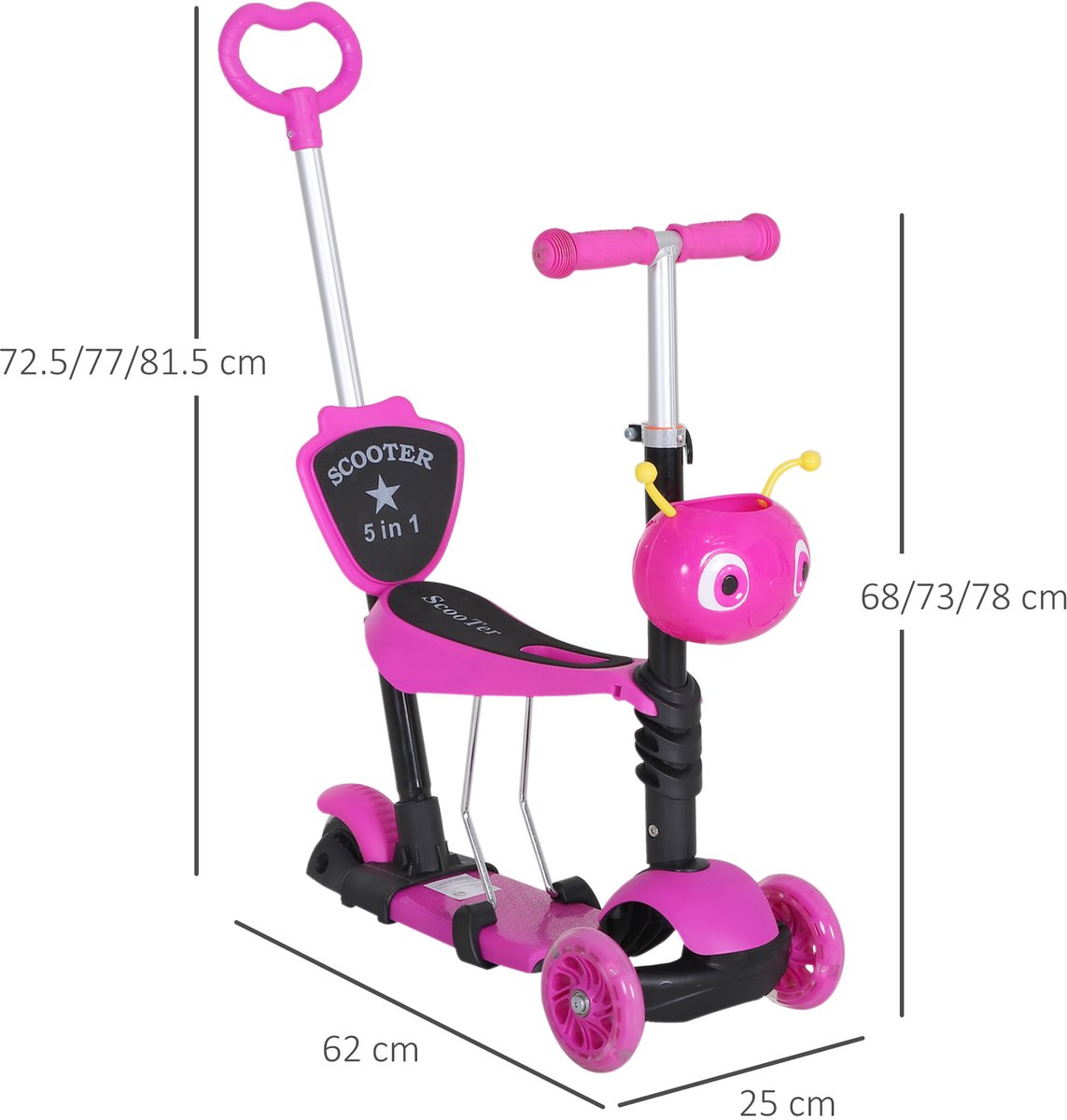1stuks - kinder driewieler met verstelbare zit en handvat (8026542906510)