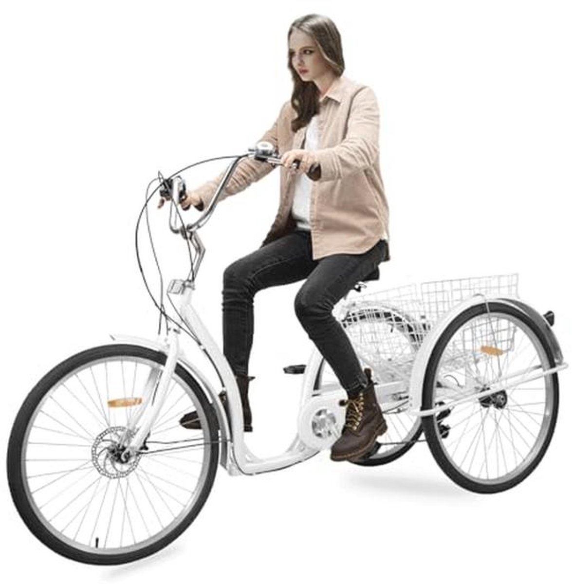 26 inch driewieler voor volwassenen met boodschappenmand, licht en 6 versnellingen (9101009565437)