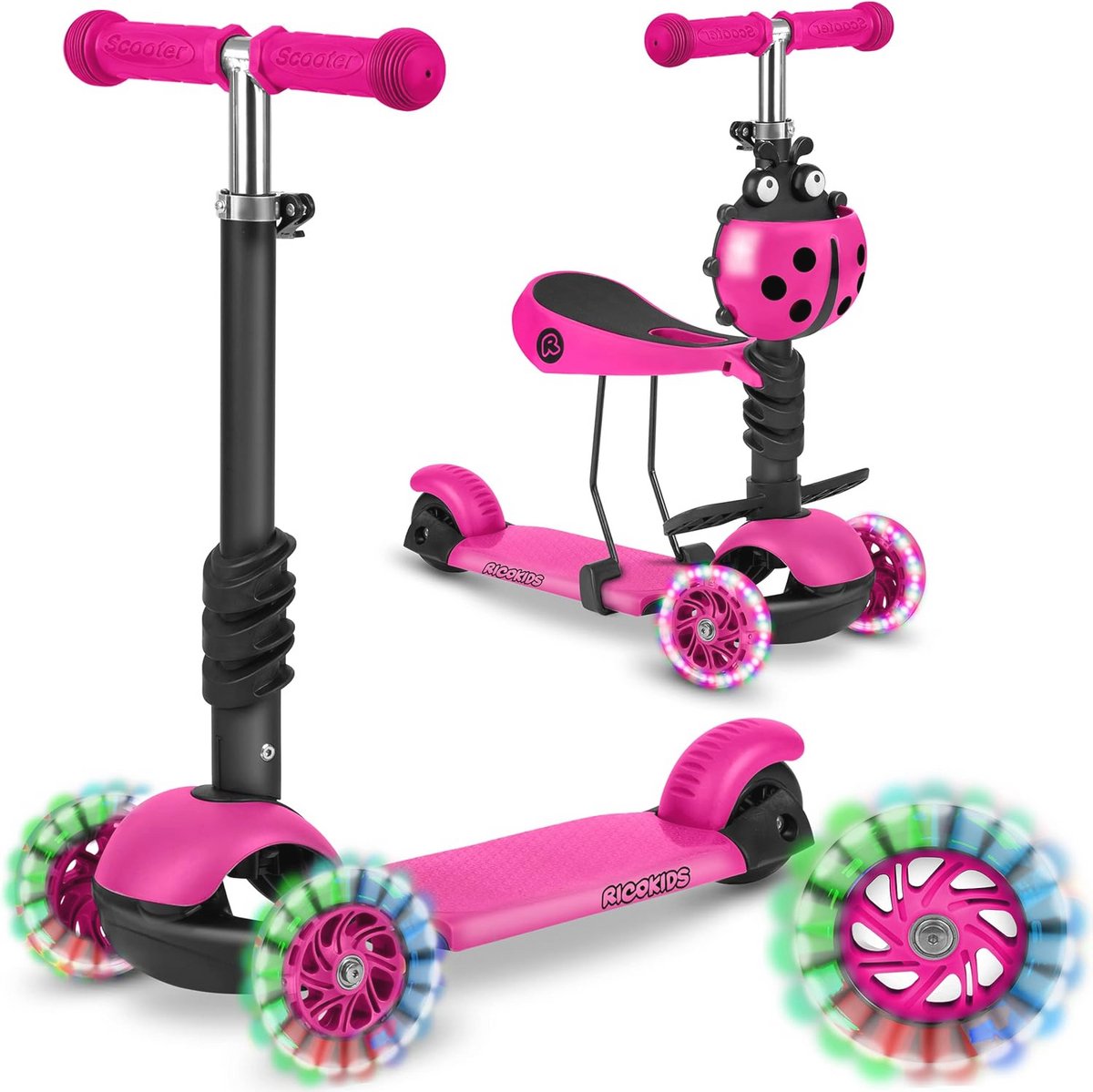 3-in-1 Driewieler met Zitje voor Kinderen in Mint Groene Kleur (6154004446488)