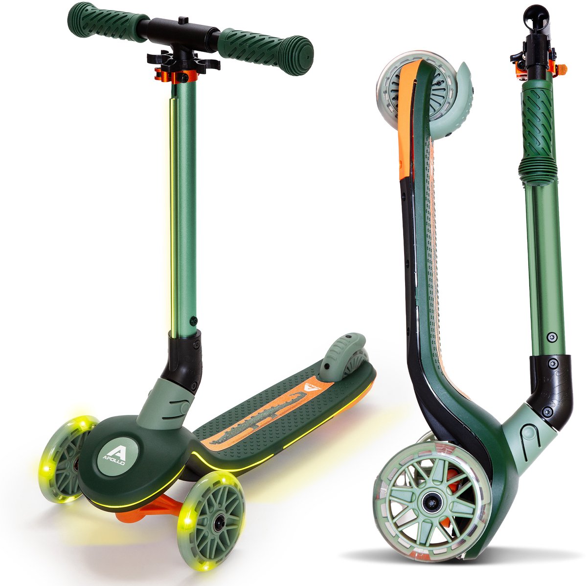 Apollo Whizzie LED Kinderstep, opvouwbare kinderschooter, in hoogte verstelbare driewielige step voor kinderen vanaf 3 jaar, LED-effect in wielen, stuur en deck, 3-wielige step in cool design (4250518578614)