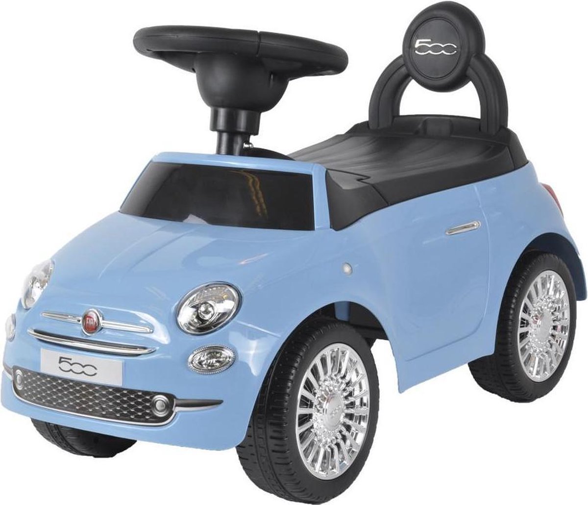 Bandits & Angels Loopauto Fiat 500 Blauw vanaf 1 jaar voor Jongens - Blauwe Loop Auto voor Kinderen - met Claxon - voor Binnen en Buiten (8719558081059)