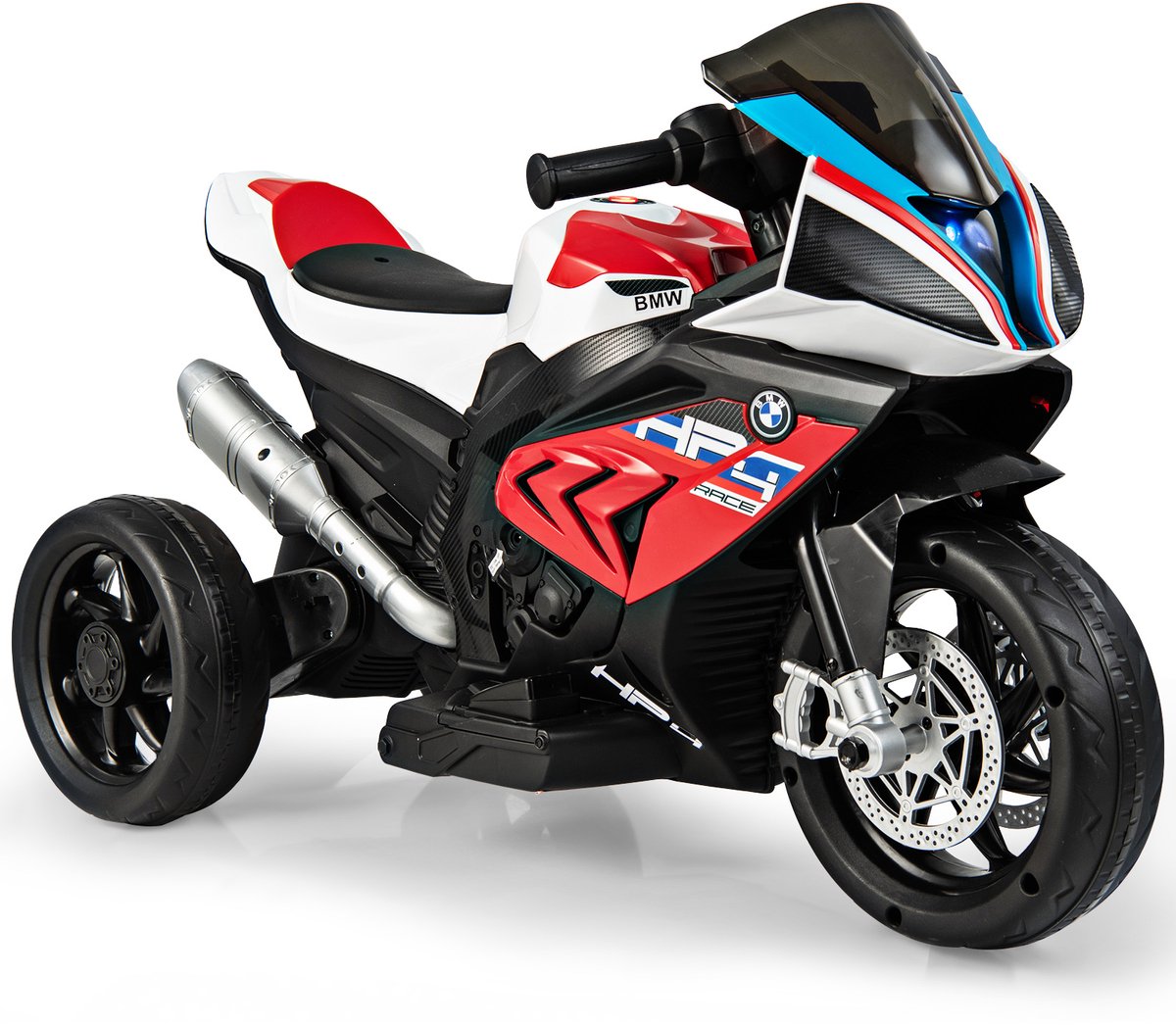 COSTWAY BMW Elektrische motorfiets met muziek en koplamp, 6 V, driewieler, kindermotorfiets tot 3 km/u, elektrische motorfiets met 2 steunwielen, geschikt voor kinderen vanaf 3 jaar oud (rood) (0015706695634)