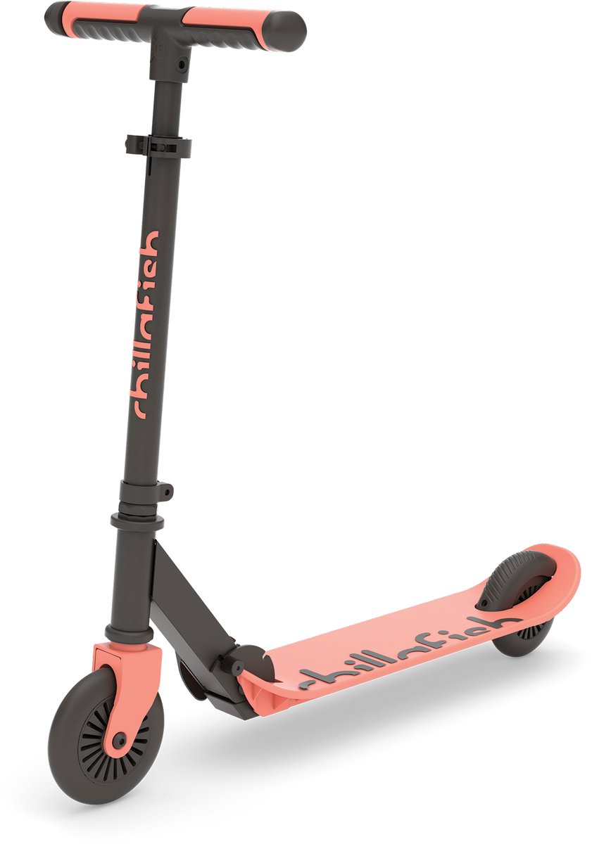 Chillafish Kinderstep jongen en meisje vanaf 5 jaar met voetrem - Oranje Roze - Step met verstelbaar stuur - Opvouwbaar en lichtgewicht met ABEC-5 wielen - Model Flexxi (5425029653849)