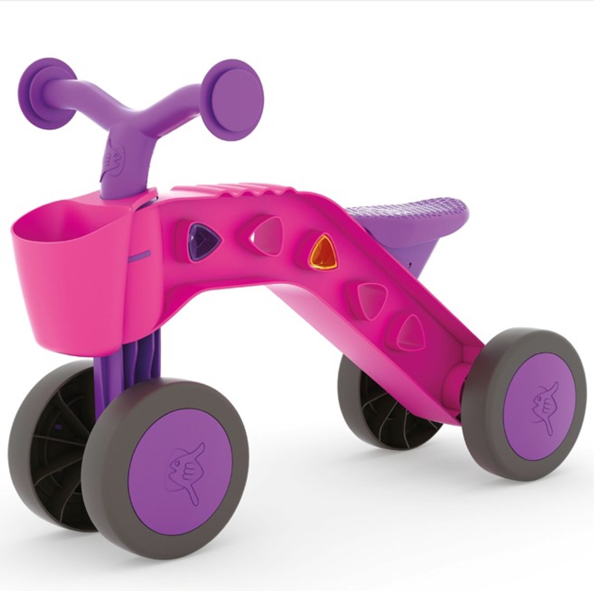 Chillafish Loopfiets 1 jaar voor meisjes met speelblokken - Loopwagen voor peuters tot 3 jaar met mandje - Roze - Lichtgewicht - Stille anti slip banden voor binnen en buiten - Stabiele vierwieler - Model Itsibitsi (5425029652316)