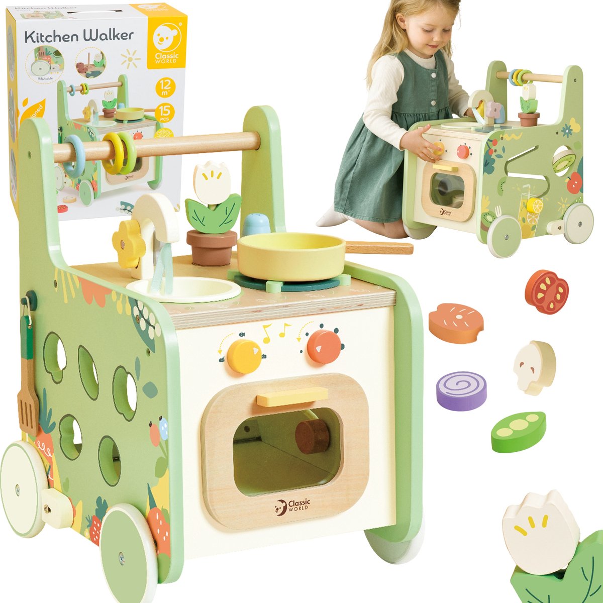 Classic World Houten Loopwagen Keuken, 15dlg. (6927049015212)