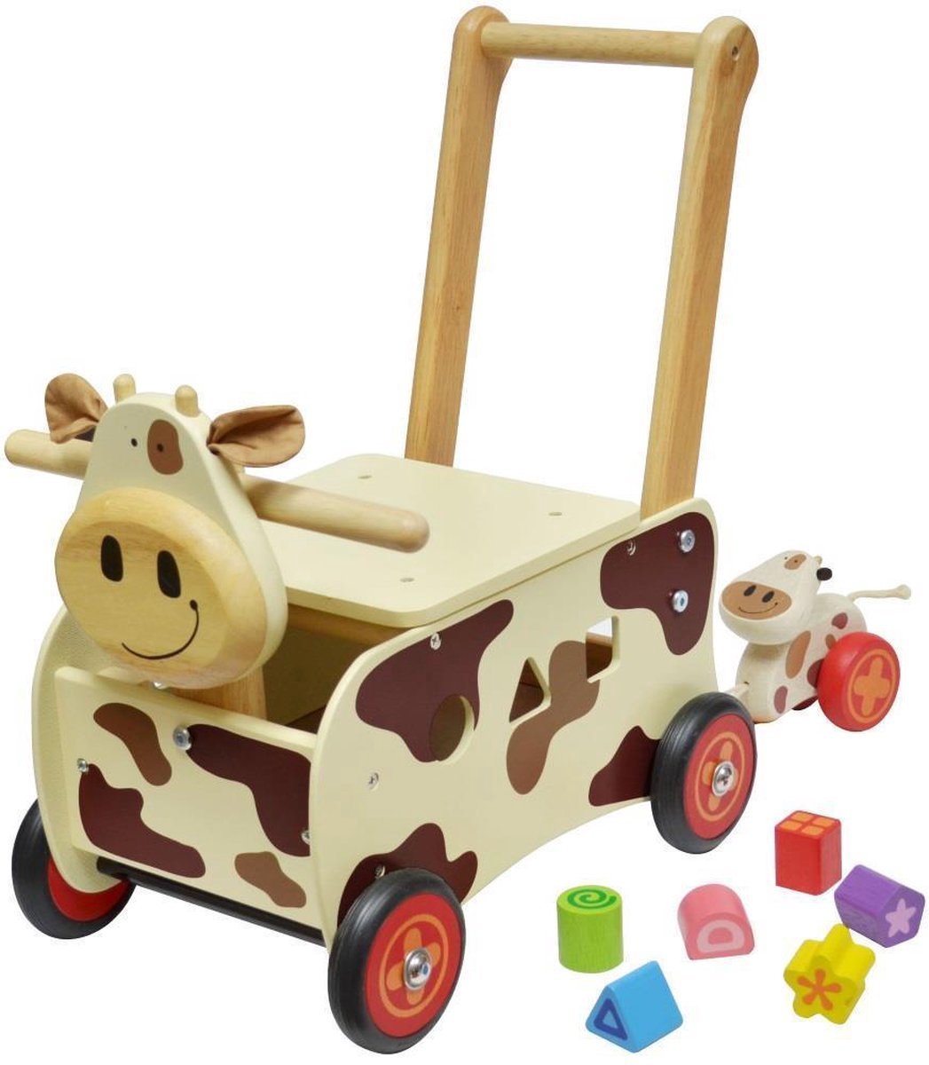 I'm Toy Loop- en Duwwagen Koe - Houten Loopwagen met Vormenstoof - 4-in-1 - Vanaf 19 Maanden (6154201266223)