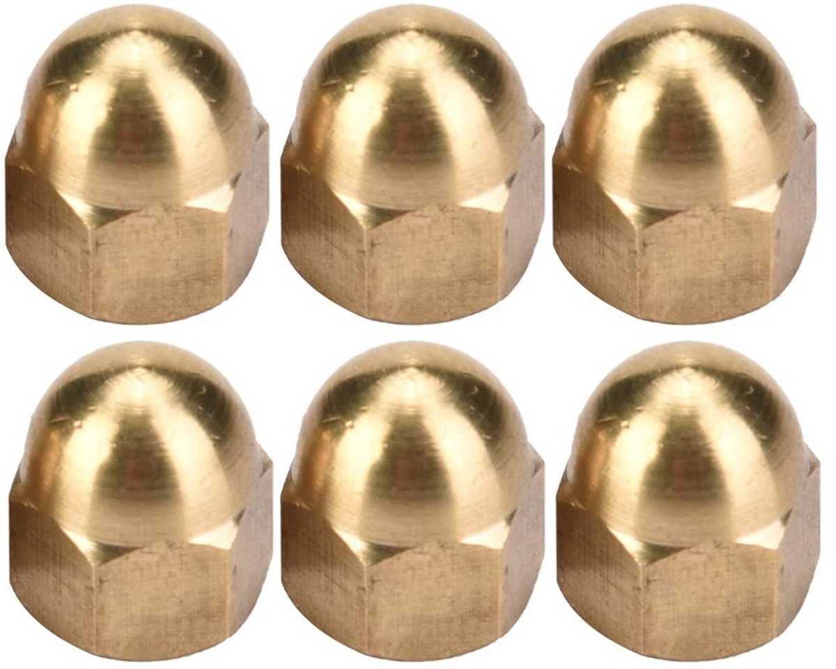 JHUBERS - Messing Eikelmoer Kit - Dopmoeren Set - Voertuig Bevestigingsmiddelen - M6 (20 stuks) - Eikelmoeren - Geschikt voor Auto's en Driewielers... (2498814092188)