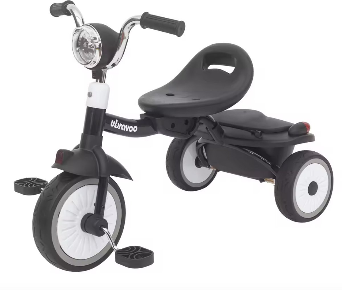 J&R Driewieler - Kinderfiets - Peuterfiets - PU wielen - Schokabsorptie - Opvouwbaar - Verstelbaar zadel - Met licht - Zwart (8721246198734)