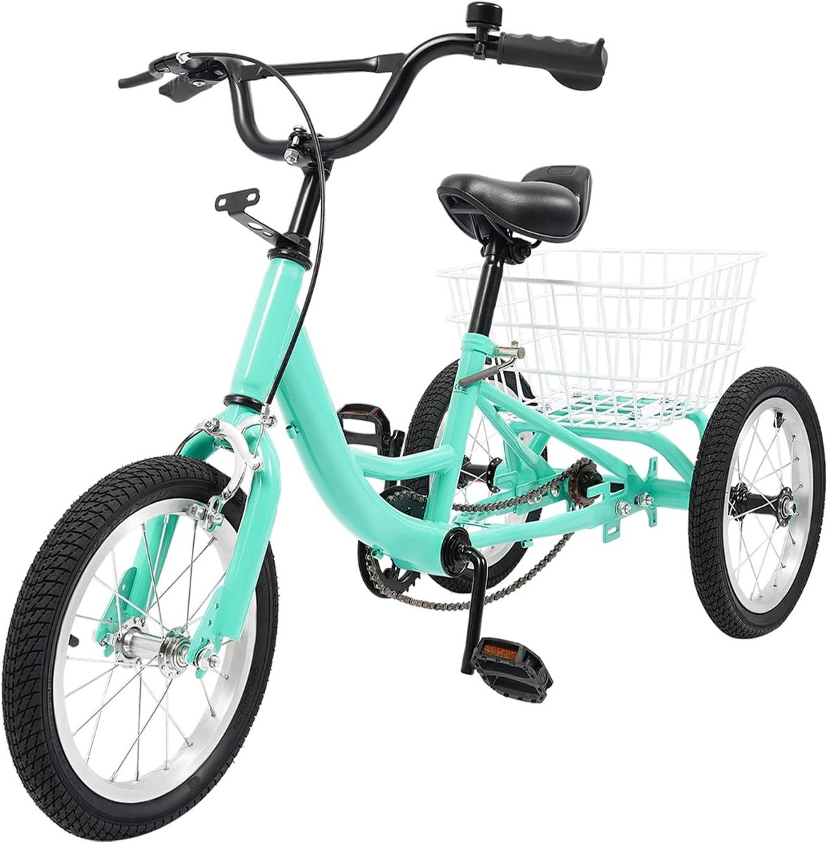Kinder driewieler - Driewiel - Spelen en vervoer - Verstelbaar stuur zadel - 14 inch wiel - Lichtgroen (9101218217448)