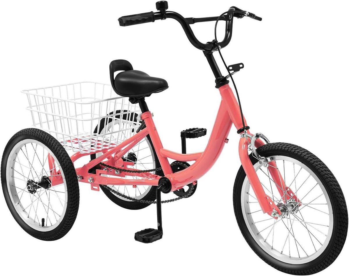 Kinder driewieler - Driewieler fiets - Buiten spelen - Stabiele stalen constructie - 16 inch - Lichtoranje groen (9101250148267)