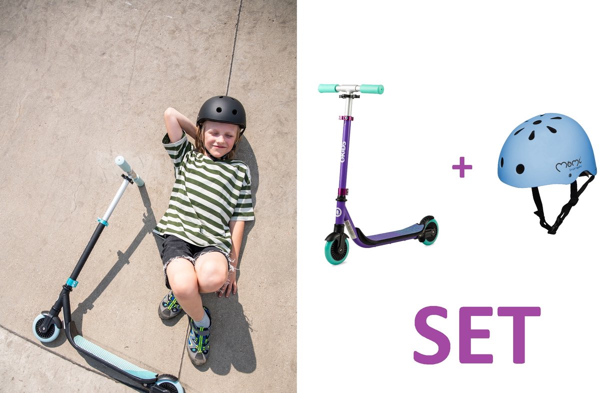 Kinderloopfiets - kinderstep - step - paars - aluminium. Vanaf 3 jaar + veilgheidshelm - Kleur: blauw - Maatverstelling: 48 - 55 cm (8721325804273)
