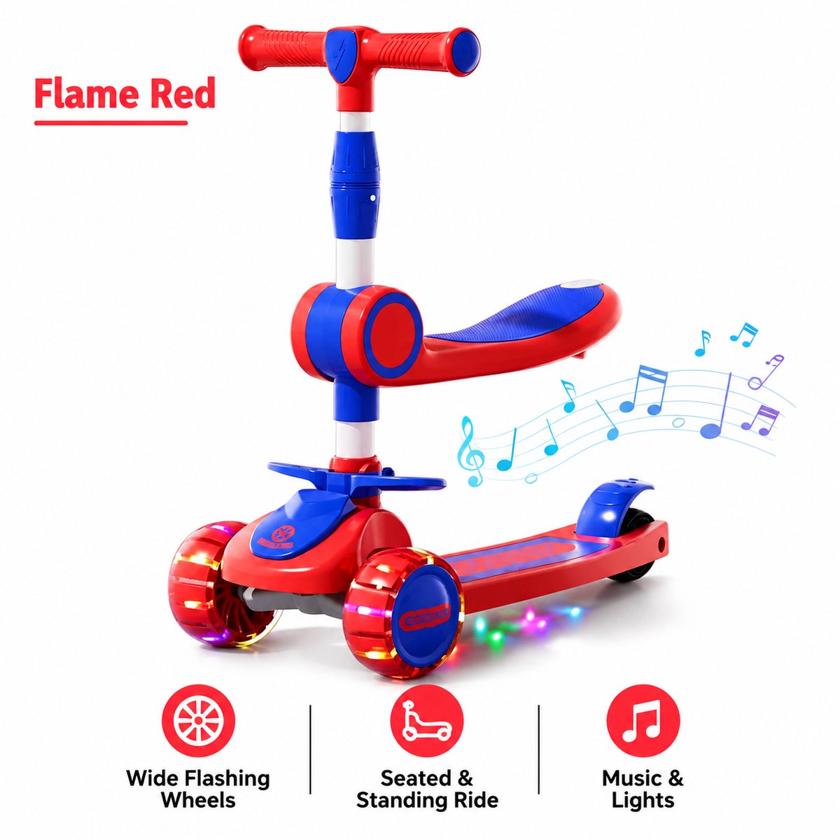 Kinderstep 3-Wiel - Opvouwbare Scooter met LED-Wielen - Verstelbaar Stuur - Voor Kinderen (8785371665400)