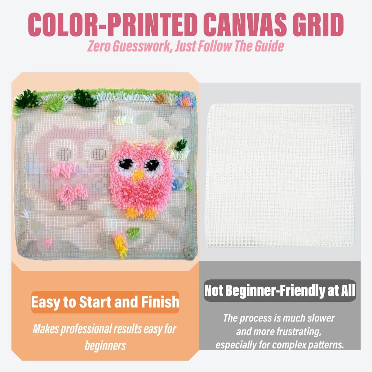 Knoopkussen om zelf te knopen, voor volwassenen en kinderen, voorbedrukt canvas, all-in-one set, doe-het-zelf slap-haakkits voor beginners, professionals, voor thuis, bank, 43 x 43 cm (2755531027320)