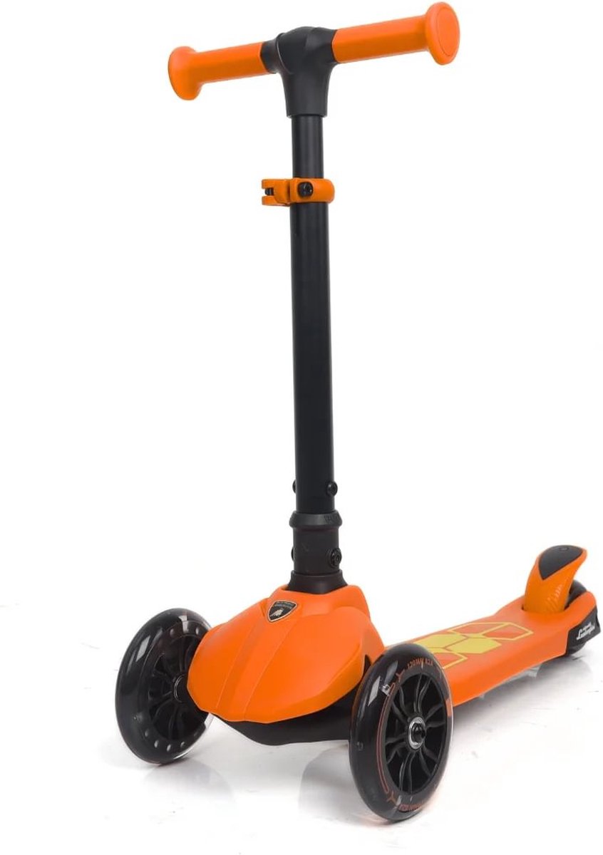 Lamborghini Kinderstep 3 tot 6 jaar - Officieel Gelicentieerde Driewieler met Lichtgevende Wielen - Opvouwbare Autoped met Verstelbaar Stuur & Achterrem - Oranje (5413822552278)