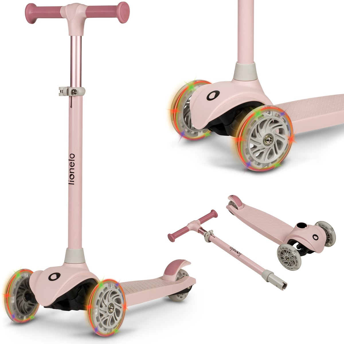 Lionelo Jessy Kinderstep - step 3 wielen - leeftijdsgroep 3+ - max 50kg - LED verlichting in de wielen - hoogte verstelbaar 65-70-75-80 cm (5903771705325)
