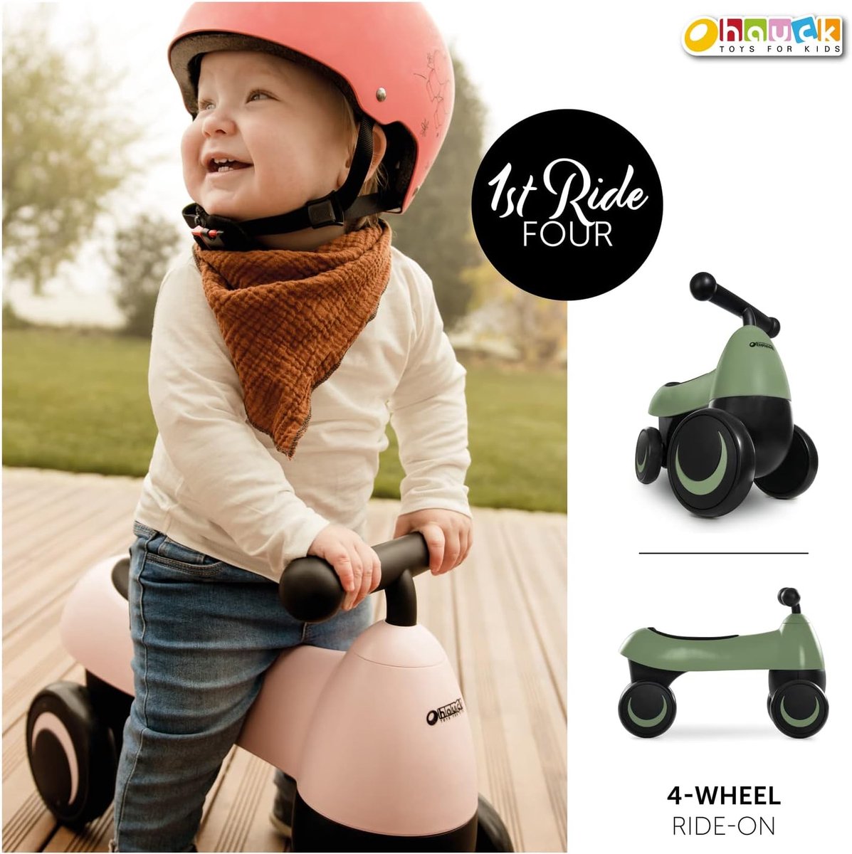 Loopfiets met 4 wielen voor peuters vanaf 18 maanden tot 25 kg (9101025530044)