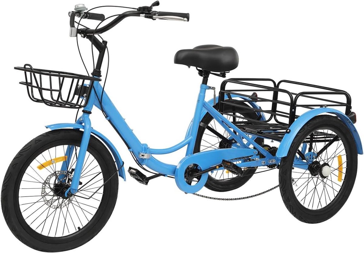 Opvouwbare Driewieler - Driewieler Volwassenen - Stadse Ritjes - 7 Versnellingen - 20 Inch Wielen - Blauw (9101191527930)