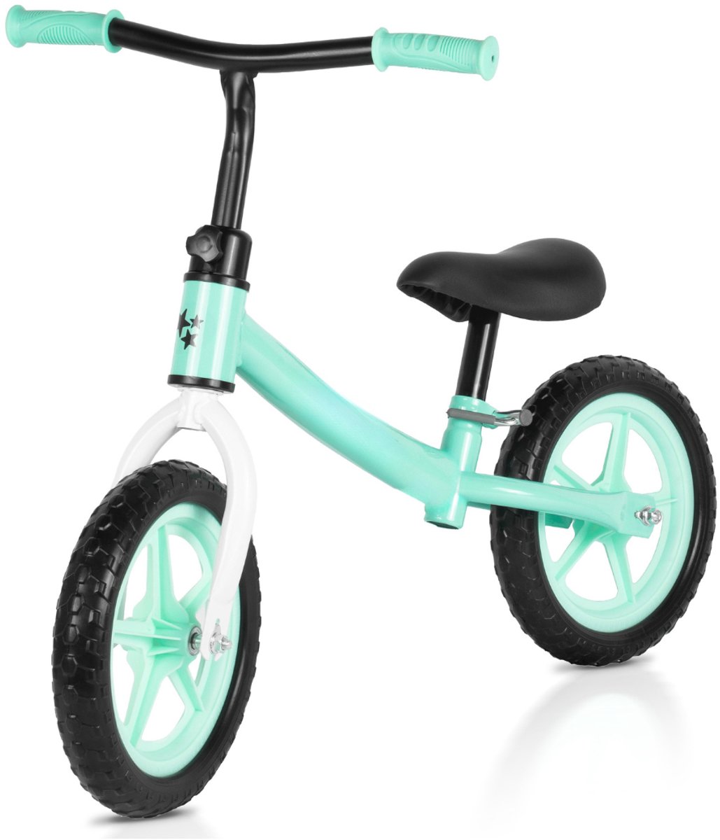 Playos® - Balansfiets - Zwart / Turquoise - vanaf 2 jaar - tot 35 kg - Verstelbare Hoogte - Lichtgewicht - Foam Wielen - Antislip - Loopfiets - Balanceren - Balansfiets (8721447983573)